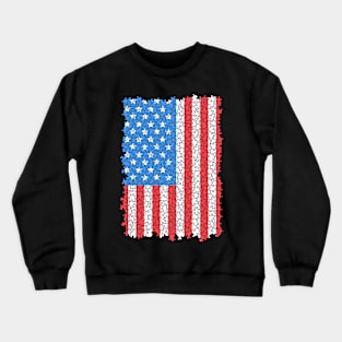 USA Flag Puzzle 4th Of July Jigsaw Pieces Puzzler Hobbyist Crewneck Sweatshirt